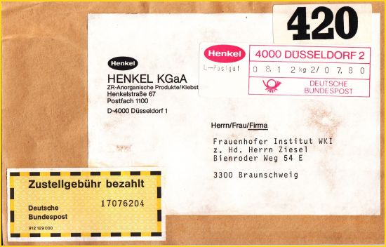 Adressausschnitt einer DV-Freimachung mit Label – hier als Postgut (Selbstbucher) mit Zustellgebühr bezahlt Adressausschnitt einer DV-Freimachung mit Label – hier als Postgut (Selbstbucher) mit Zustellgebühr bezahlt