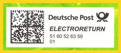 Ausschnitt Frankiervermerk Electroretunr von talkGreener