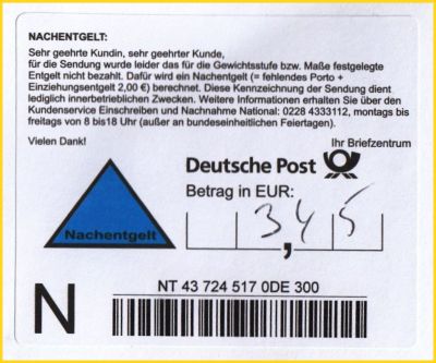 Versuchslabel Nachentgelt aus dem 2. Versuch vom Herbst 2015 Versuchslabel Nachentgelt aus dem 2. Versuch vom Herbst 2015
