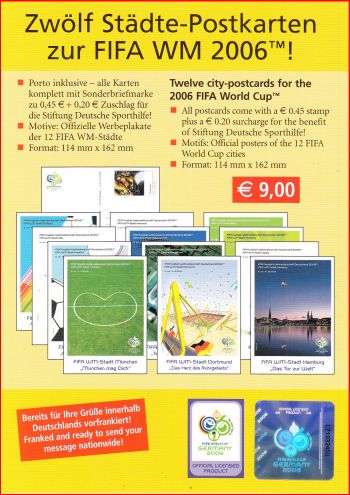 Verpackungsbeilage des Sets mit Informationen und Hologramm der FIFA zum Nachweis der Lizenz für den Verkauf Verpackungsbeilage des Sets mit Informationen und Hologramm der FIFA zum Nachweis der Lizenz für den Verkauf