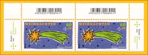 Weihnachtsmarke 2014 - Zehnerbogen Oberteil mit EAN-Strichcode Weihnachtsmarke 2014 - Zehnerbogen Oberteil mit EAN-Strichcode