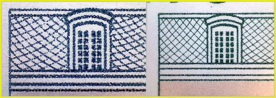 Vergleichsausschnitt Dach links echt – rechts falsch