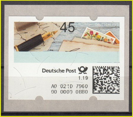 Automatenmarke mit Matrixcode aus dem Versuch in Köln – hier vom Standort Geibelstraße aus dem Januar 2019