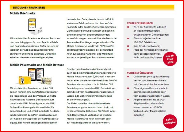 Sendungen Frankieren - Postinfos dazu in Kurzfassung