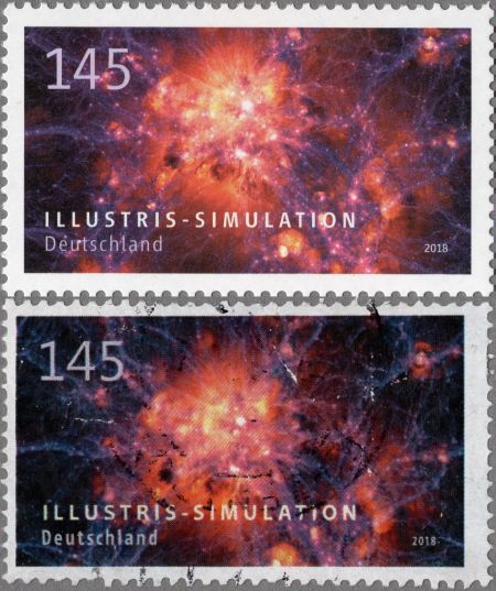 Oben eine echte postfrische Marke, unten die in der Kiloware gefundene Fälschung