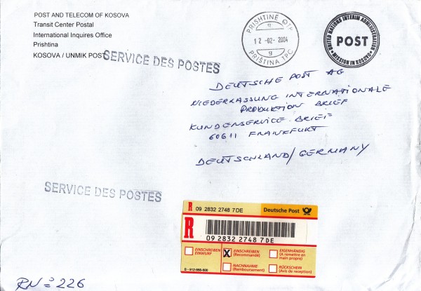 Dienstsiegel der Uno aus dem Kosovo „Post United Nations Interim Administration - Mission in Kosovo“