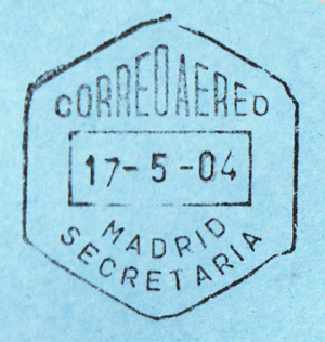 Poststempel aus Spanien mit ungewöhnlicher Ergänzung „Madrid Secretaria“