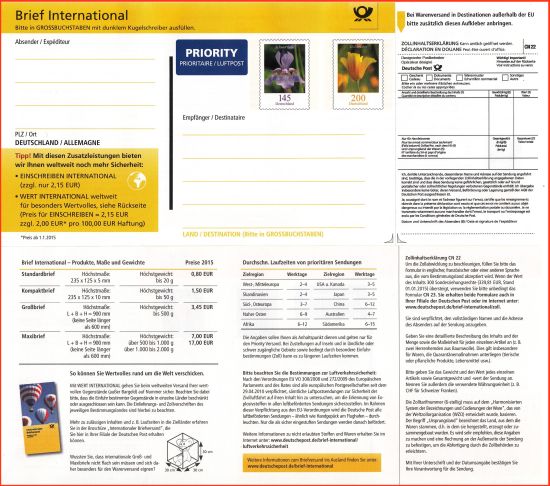 Plusbrief-Adressaufkleber der unter der irreführenden Bezeichnung 