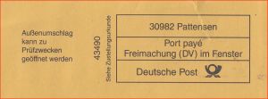 Ausschnitt DV-Freimachung 30982 Pattensen