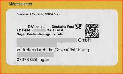 Ausschnittvergrößerung - hier nur das Fenster mit Inhalt und der DV-Freimachung