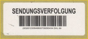Pseudolabel Sendungsverfolgung, vorgefunden auf einen Brief ins Ausland Pseudolabel Sendungsverfolgung, vorgefunden auf einen Brief ins Ausland