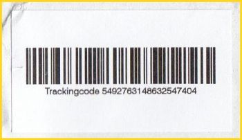 Pseudolabel Trackingcode, vorgefunden auf einem Inlandsbrief Pseudolabel Trackingcode, vorgefunden auf einem Inlandsbrief