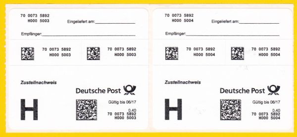 Zwei Label Zustellnachweis von der Rolle von der Firma Zwei Label Zustellnachweis von der Rolle von der Firma