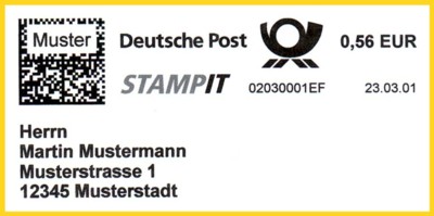 Musterdruck mit der Stampit Software auf der CeBIT 2001