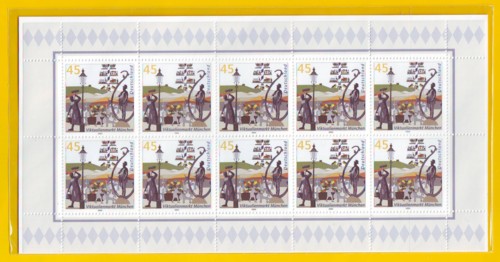 Vorderseite eines Postwertzeichengebindes mit Sondermarken zu 10 x 45 Cent