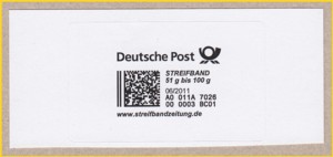 Produktmarke Streifband für die zweite Portostufe 51 bis 100 Gramm