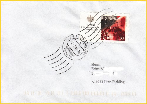 seltener Handrollstempel IPZ 1 Frankfurt - Nachträglich entwertet mit Unterscheidungsbuchstaben "b" seltener Handrollstempel IPZ 1 Frankfurt - Nachträglich entwertet mit Unterscheidungsbuchstaben "b"