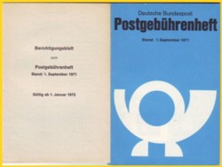 Das Postgebührenheft vom 1. September 1971 gibt es auch mit einem Berichtigungsblatt (Vorderseite)