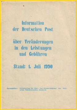 Das letzte Gebührenheft der Deutschen Post (DDR) Stand 1. Juli 1990 - ab diesem Tag war alles in DM !