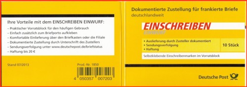 Die Aussenseite der 10er-Verpackungseinheit "Einschreiben Einwurf"