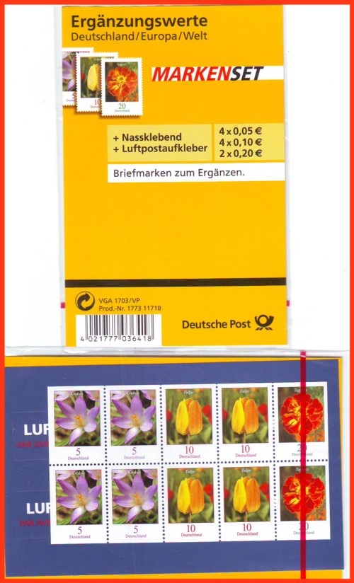 Ein Beispiel für eine geblistertes Markenset aus der Anfangszeit der Tests der Postpoints der 2. Generation