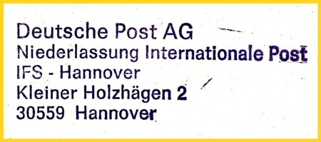 Absenderstempel der Dienststelle in Zeilenform