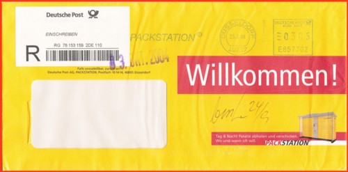 Eine von vielen Varianten, wie die Begüssungsunterlagen für neu registierte Packstationskunden zugeschickt wurden - hier aus dem Herbst 2004