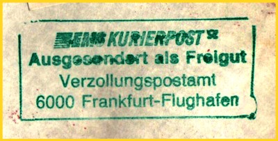 sehr seltener Postverzollungsstempel nur für EMS-Sendungen - wie lange dieser Stempel in Einsatz war ist derzeit nicht bekannt - wer kann hier weiterhelfen ?