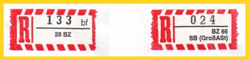 Zwei R-Zettelvarianten vom BZ 28 und BZ 66 Zwei R-Zettelvarianten vom BZ 28 und BZ 66