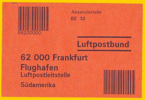 Vorbindezettel aus dem Briefzentrum 32