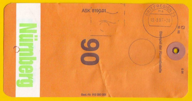 MST Briefregion 25 auf einem Nachluftpostbeutelanhänger