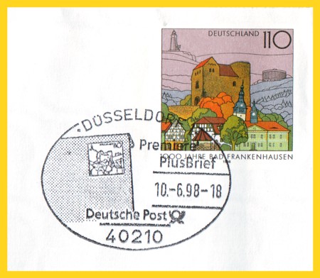 Werbestempel aus Düsseldorf zur Einführung der Plusbriefe