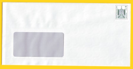 Plusbrief 47 Pfg / 24 Ct ohne Klischeeentwertung mit Fenster - Motiv Wilhelmshöhe