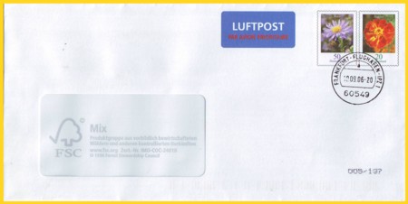 Lp-Plusbrief Europa 70 Cent (50 + 20) mit Kodierung aus DK